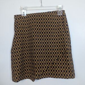 CAbi Black and Gold Patterned Pencil Skirt